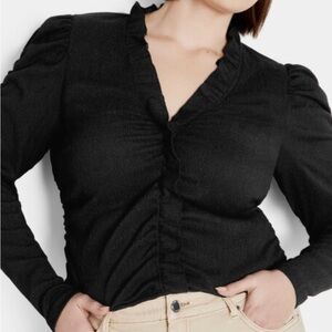 City Chic Black Ruffled Blouse